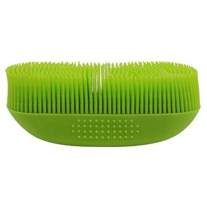 Para baño herramienta de masaje limpieza removedor de pelo <span class=keywords><strong>curry</strong></span> de goma suave cerdas de palm baño mano piel removedor de cepillo para perros - Product Image 4