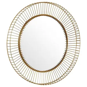 Металлическое зеркальное заводское современное круглое настенное зеркало с золотистой железная проволокой для ванной комнаты мебель для гостиной
