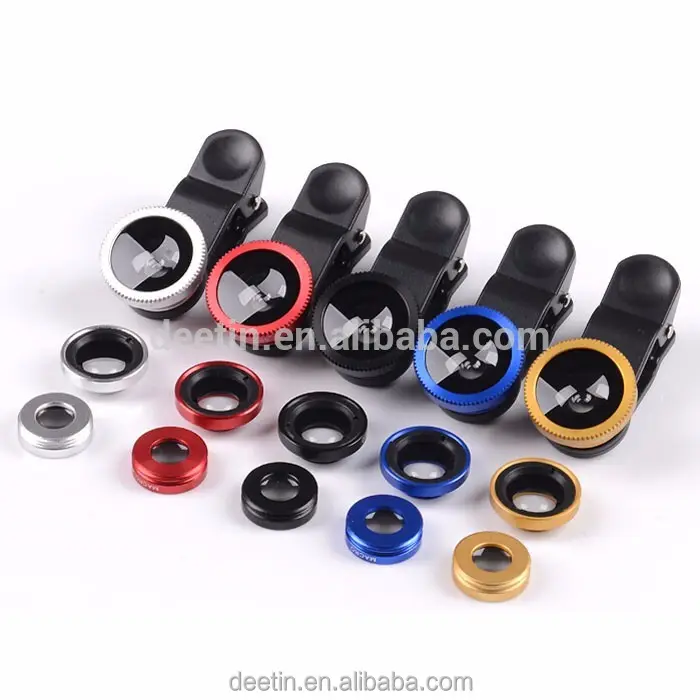 Mini 3 In 1 Clip-on Optic Phone Camera Lens Kit 180 Degree Fish eye +0.67x Wide Angle + Macro Lens for iPhone