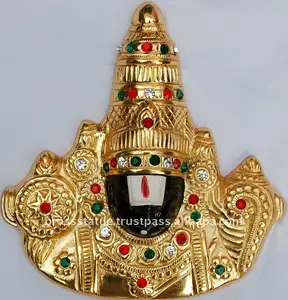 传统手工制作Venkateshwara勋爵黄铜金属墙壁装饰黄金装饰雕像宗教雕像