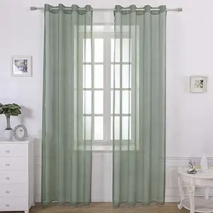 Vente chaude Ready Made Œillets Solide Voile Rideau Sheer Fenêtre Rideau pour Salon