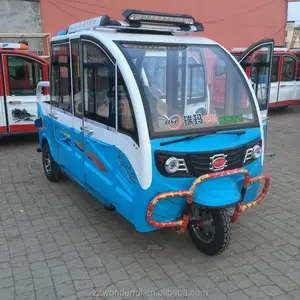 Cabinwith 4 doors 3 seaters solar electric tricycle great cleaning energy cargo tricycle with