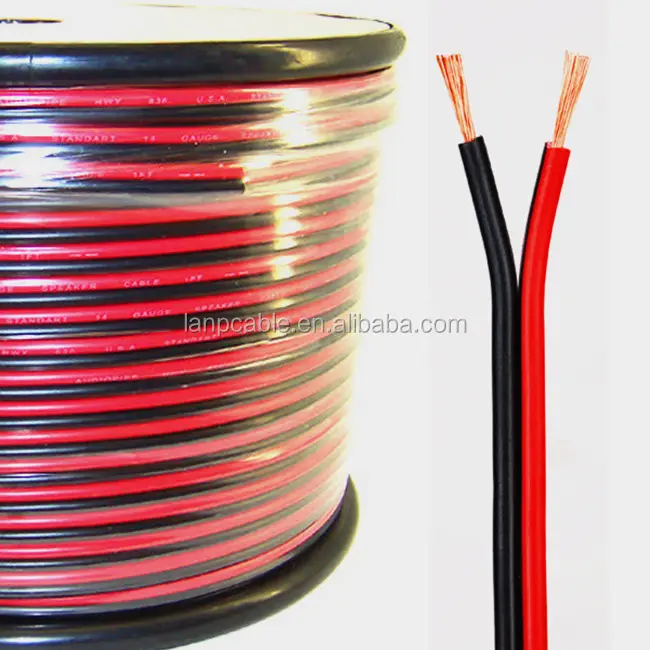 Black/Red 2 x 0.75mm HiFi/Home/Car Audio Loudspeaker/Speaker Cable/Wire