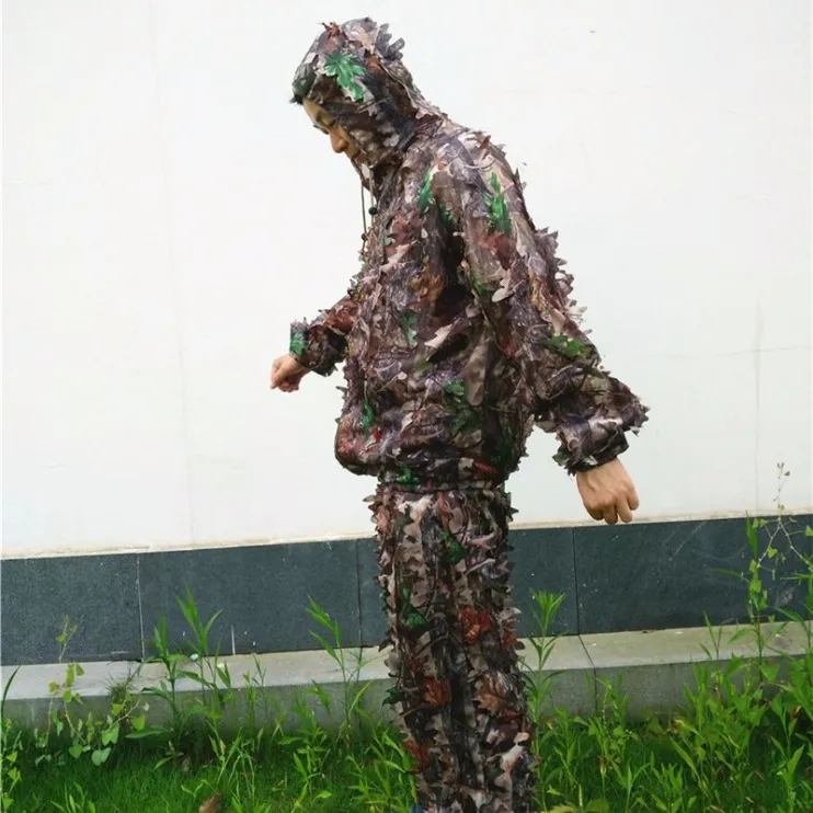 Vestiti da caccia nuovi vestiti di Ghillie bionici in acero 3D Yowie bird watch abbigliamento mimetico giacca e pantaloni