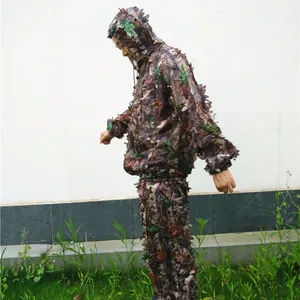 Atacado caça jaqueta folha-Roupas biônicas de camuflagem 3d, jaqueta e calças ghillie suits yowie de maple para caça, atiradores airsoft e observação de pássaros