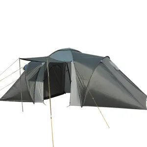 2024 Top Sale Double-Layer Square Family Tent Beach Camping Two Rooms Oxford Polyester Canvas Fiberglass Aluminum Travel Hiking