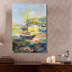 Dipinto <span class=keywords><strong>a</strong></span> mano di alta qualità astratto alba paesaggio marino pittura <span class=keywords><strong>a</strong></span> olio spessa su tela coltello <span class=keywords><strong>vela</strong></span> paesaggio Pop barca pittura <span class=keywords><strong>a</strong></span> olio - Product Image 2