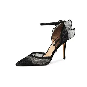 Новые элегантные кружевные женские туфли-лодочки на высоком каблуке свадебные туфли пикантные вечерние туфли