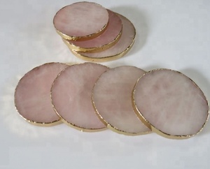 Thời Trang Bán Quý Thủ Công Đá, Thạch Anh Hồng Lát Coaster, Mạ Vàng Vuông Pha Lê Cho Trang Trí Nội Thất - Product Image 5