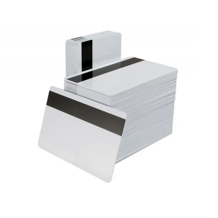 بطاقة مغناطيسية سادة قابلة للطباعة 30 مل, بلاستيك أبيض لامع ، بولي كلوريد الفينيل ، بطاقة فارغة ، بطاقة مغناطيسية مخططة