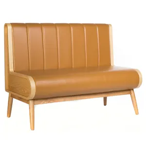 YB-011 European style Leather High Back sofa cafe restaurant wooden modern luxury Seating Booth sofa
