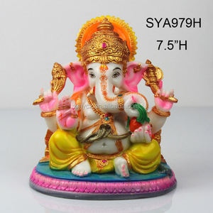 最新の1メートル高の大型宗教用樹脂製手描き耐久性のある座像ガネーシャ像、ディワリ用ヒンドゥー教の神、ウィルケン - Product Image 5