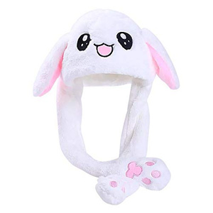 HZM-18140 Gorro de Conejo Coreano con Orejas Móviles Inflables, Peluche Suave y Encantador, Gorro de Conejo Animado, Gorro Divertido - Product Image 1