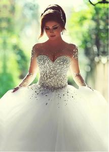 NE312 Luxury High-end <strong>Sleeved</strong> <strong>Wedding</strong> <strong>Dresses</strong> <strong>With</strong> <strong>Lace</strong> Beads Ball Gowns Custom Size Bridal Gown Vestidos - Product Image 3