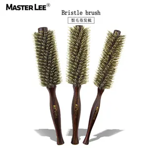 Masterlee Brand Wood Handle Round Brush Custom wave hair brush luxury Boar Bristle brush