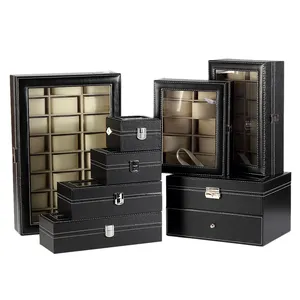 Promotion Popular Leather 10 Slot Black PU Watch Storage Display Case Collector Box Organizer