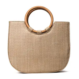 Sac à main tissé à la main, nouveauté, poignée en bois, idéal pour les voyages, les sorties, la plage, à la mode pour femmes, nouvelle collection été 2020