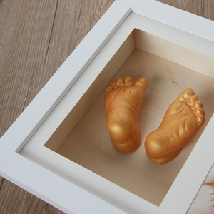 <span class=keywords><strong>Kit</strong></span> de moulages 3D pour bébé, avec cadre photo en bois, impression des pieds et des mains - Product Image 3
