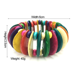 Monili di modo del Regalo Colorata A Mano Guscio di noce di Cocco Braccialetto di Gomma Della Fascia In Rilievo Del Braccialetto di Shell - Product Image 3