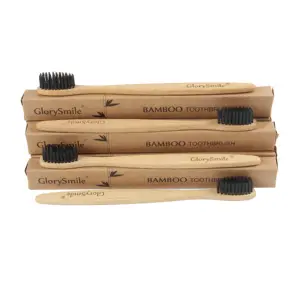 Family Pack Bamboo Toothbrush Thick Natural Boar Bristles Green Adult 100% Bamboo Each Pc in Box with Plant-based Bristles CE