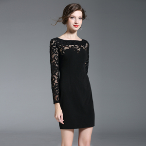 Commercio all'ingrosso di alta qualità sexy sottile manica lunga <span class=keywords><strong>nero</strong></span> girocollo manica corta <span class=keywords><strong>vestito</strong></span> da promenade - Product Image 4