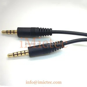 TRRRS personalizado, 3,5mm,1/8 pulgadas, 5 polos, secciones de audio,aux macho a macho, cable de extensión macho a hembra