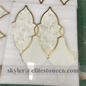 Thiết kế đèn lồng bằng đá cẩm thạch trắng bóng với khảm đồng thau - Product Image 5