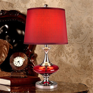 American <strong>Style</strong> Romantic Red Round Lampshade and Modern Energy Saving <strong>Table</strong> <strong>Lamp</strong> - Product Image 3
