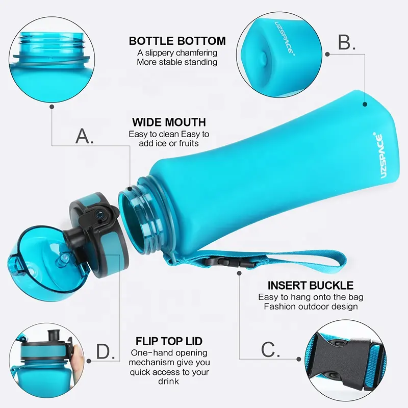 पानी की बोतल, BPA मुक्त के साथ बड़ी पानी की बोतल हाइड्रेशन प्रेरक समय मार्कर अनुस्मारक रिसाव प्रूफ पीने के लिए बड़ा पानी सुराही