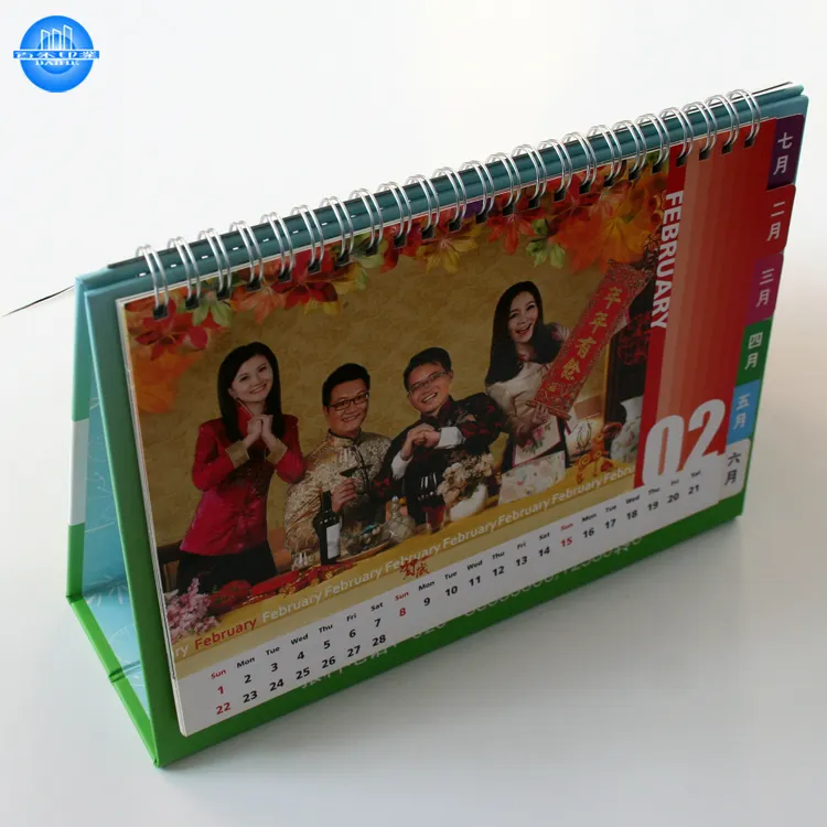 Benutzer definierte Günstige Bunte Desktop-Kalender Drucken OEM Tisch kalender Foto rahmen für Office Benutzer definierte Größe Akzeptiert Kunden logo