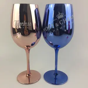 Soufflé à la main Plaqué Or <span class=keywords><strong>Rose</strong></span> bleu Marine Couleur Gobelets De Vin En <span class=keywords><strong>Verre</strong></span> De Champagne - Product Image 3