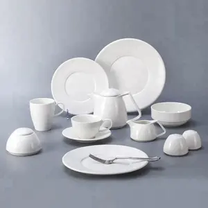 Juego de vajilla de porcelana blanca moderna de bajo precio