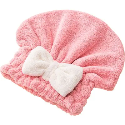 Vrouwen Leuke Soft Coral Fleece Ultra Absorberende Douche Cap Hoed Badmuts Elastische Band Spa Haardrooginrichtingen Droog Handdoek Wrap hoed