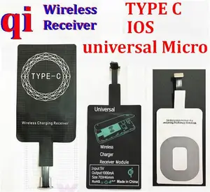 Adaptor koil pengisi daya nirkabel, Tipe C 8 pin mikro usb Android Universal Qi untuk samsung android iphone