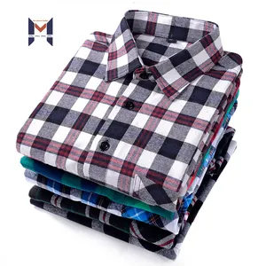 2024 camisas de diseño personalizado de la mejor calidad para hombre, patrón de algodón a cuadros de lana elegante para hombre, Camisa de franela de talla grande