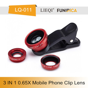 Universal kit de lentes, 0.65x gran angular ojo de pez macro teléfono celular lente de la cámara para smartphones - Product Image 1