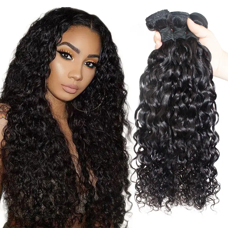Morein Brazilian Water Wave Hair 3 Bundles 16inch Good Quality Soft Remy Human Hair Bundles For Black Women