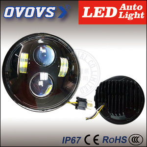 Ovovs land rover defender rond 5.75 polegada jeep moto pièces de rechange led halo phares avec angle yeux - Product Image 6