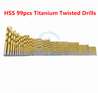 Ensemble de forets torsadés en titane HSS de haute qualité 1.5-10mm 99 pièces dans un emballage de boîte à outils