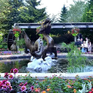 Fuente de agua decorativa de dragón de bronce para jardín