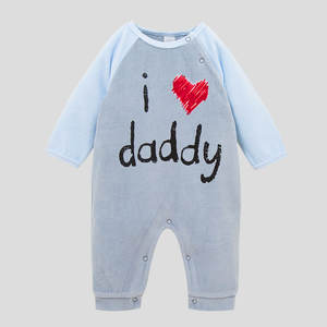 2019 vestiti per bambini economici di alta qualità 80% cotone 20% poliestere velluto I Love Daddy and Mummy Design Winter Baby <span class=keywords><strong>pagliaccetto</strong></span> - Product Image 5