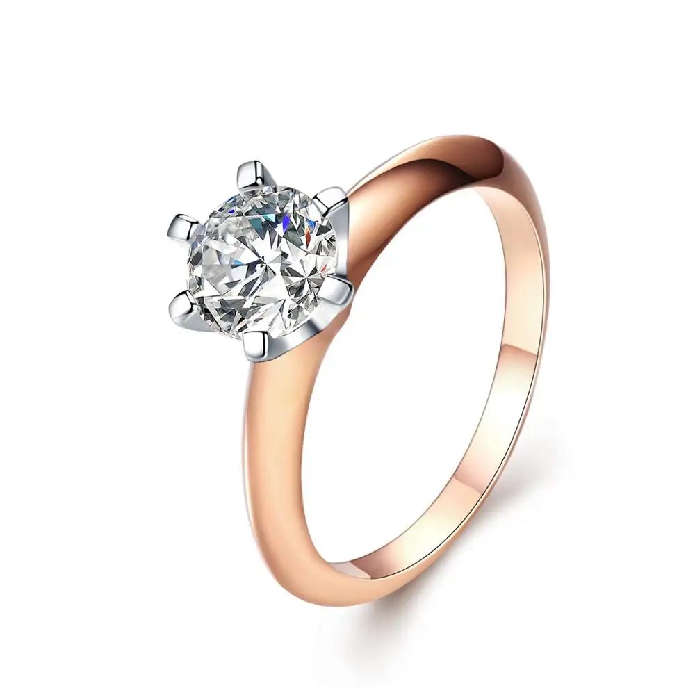 Anello di lusso di alta qualità misura 6/7/8 S925 zircone argento placcato oro rosa anello nuziale per donna