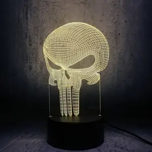 Panjang Gigi Tengkorak 3D LED USB Lampu Halloween Punisher Suasana Hati Berwarna-warni Takut Tema Haunted House Decor Malam Lampu Panggung Lighting