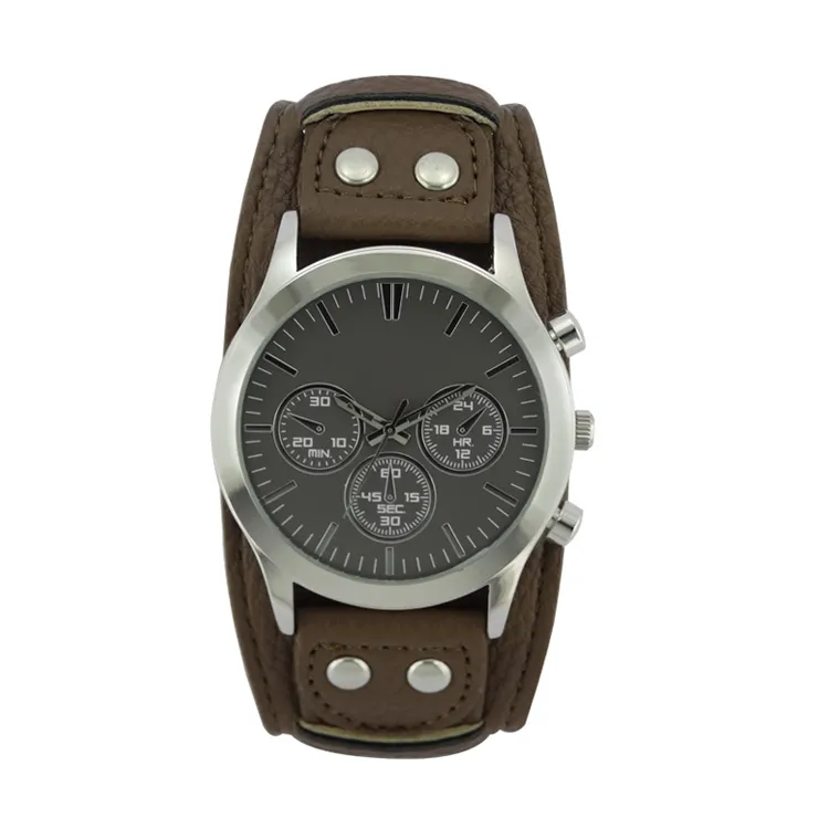 Relógios personalizados atacado china relógios, marrom pulseira de punho cronógrafo barato homens relógio de pulso