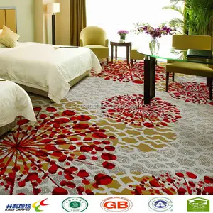 Lana axminster alfombras de pared a pared rojo para habitación de hotel