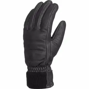 顶级品质柔软男士 Thinsulate 衬里黑色冬季皮革运动驾驶手套