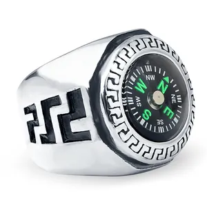 New Trend Stainless Steel High Grade Outdoor Sport Jewelry Men's Compass Ring Design