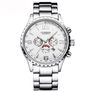 WJ-6154 CURREN 8056 moda maschile in acciaio pregiato importazione orologio da polso calendario tre occhi <span class=keywords><strong>orologi</strong></span> da uomo - Product Image 3