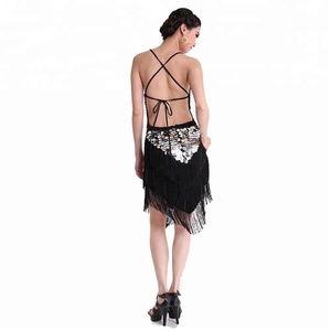 Bestdance Ladies <span class=keywords><strong>Night</strong></span> <span class=keywords><strong>Club</strong></span> Cocktail Party Robe à franges à paillettes de danse latine et de salon 4 couleurs - Product Image 3