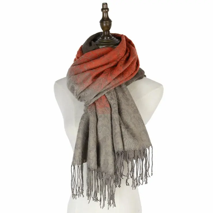 Soft pashmina shawl wrap for women paisley jacquard large size scarf